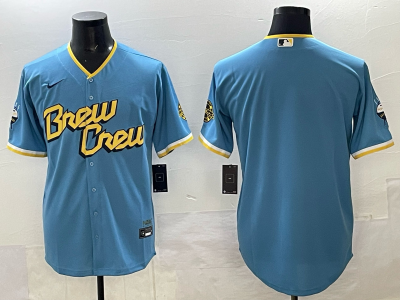 Men Milwaukee Brewers blank blue Nike MLB 2025 Jersey 006